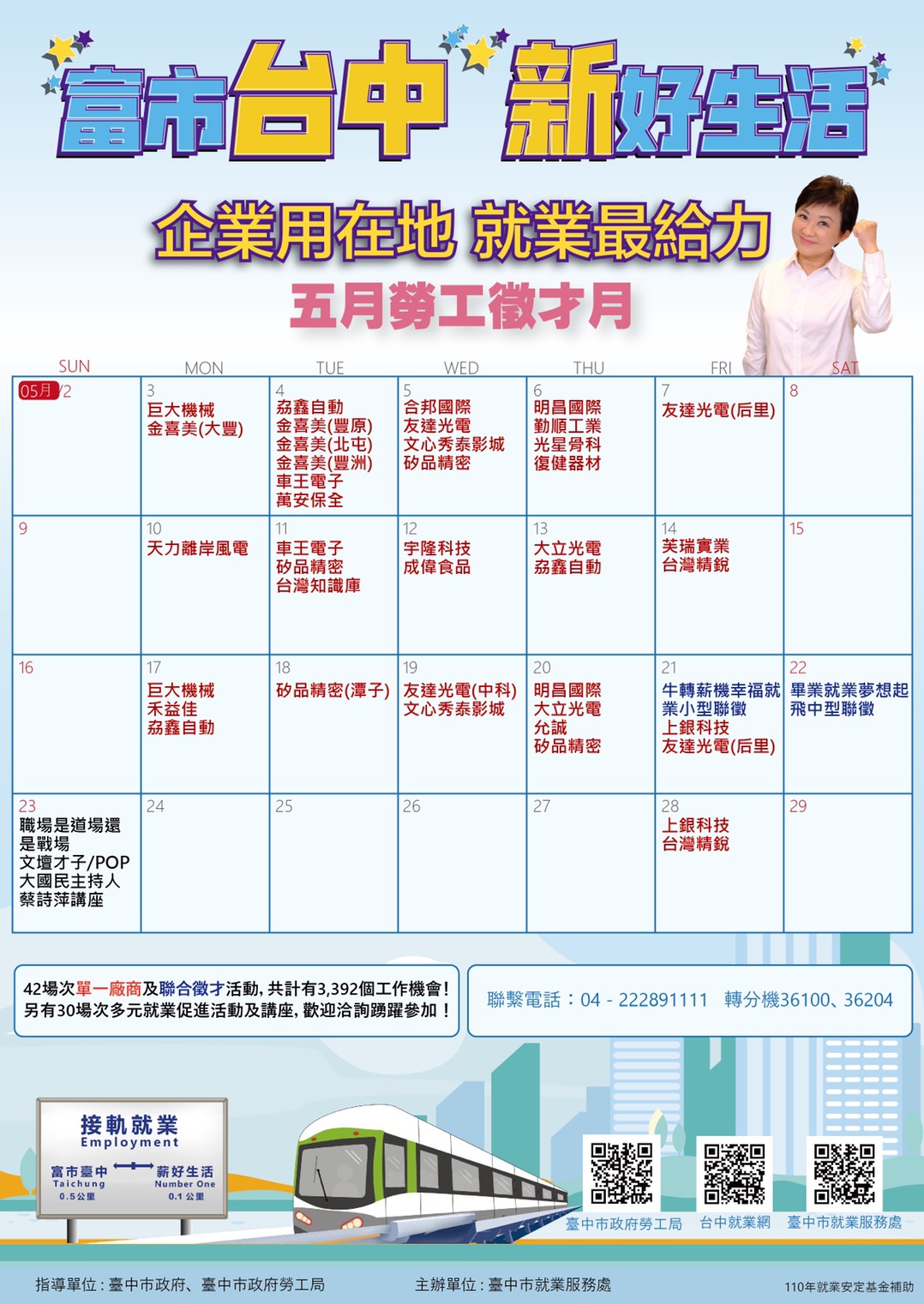 台中就業網 用在地最給力 中市5月辦40場徵才活動 釋3300職缺